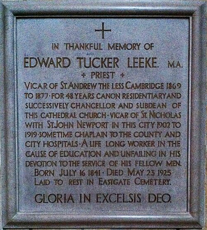 edward tucker leeke plaque