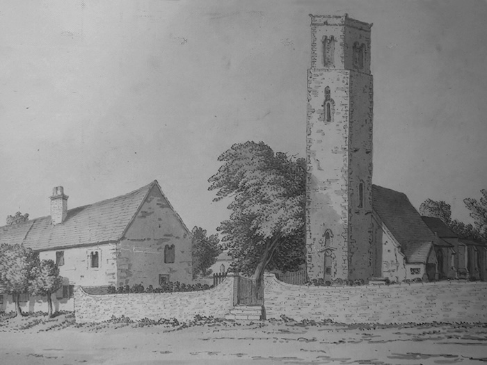 lincoln book 4 St Peter at Gowts seen alongside St Marys Guildhall in a nineteenth century sketchjpg