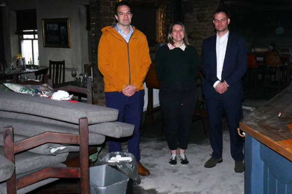 MP visits pub hit by blaze